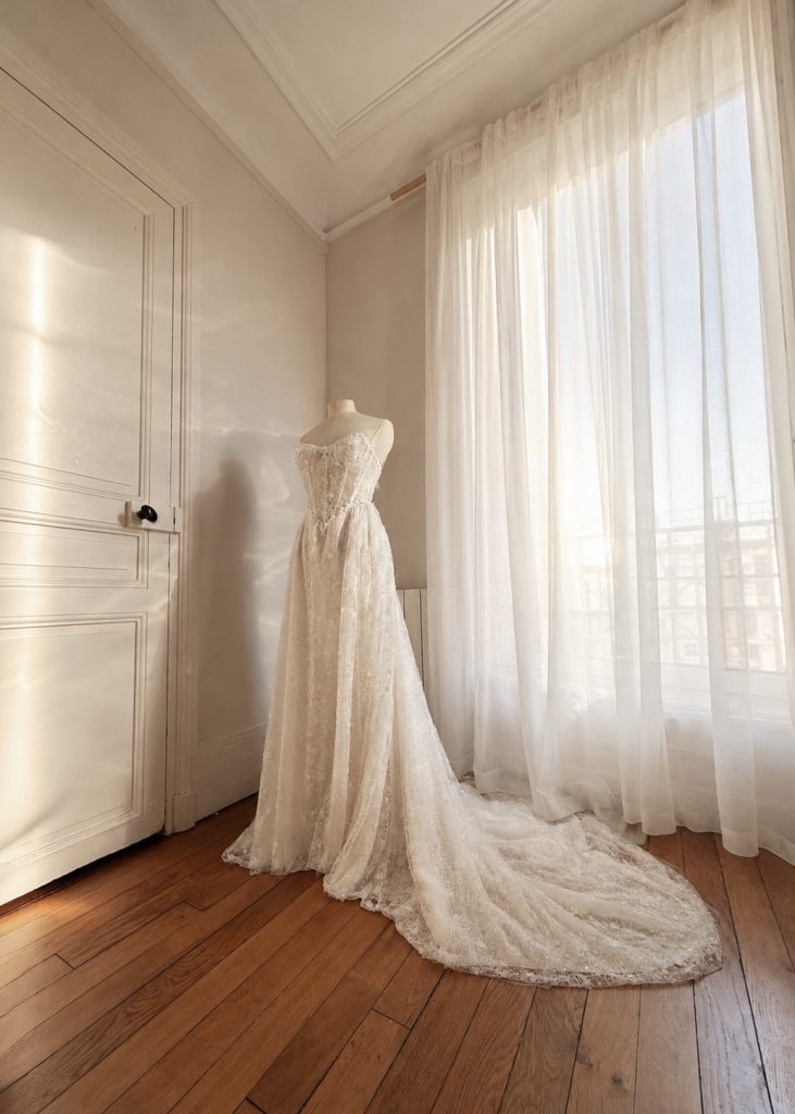 Robe de mariée et corset sur mesure paris